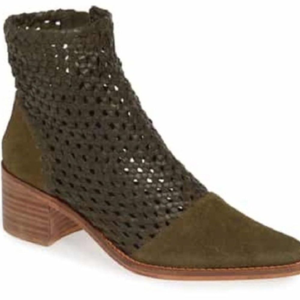 Free People 'In The Loop' Woven Suede Boot - Hunter Green - Sz 39